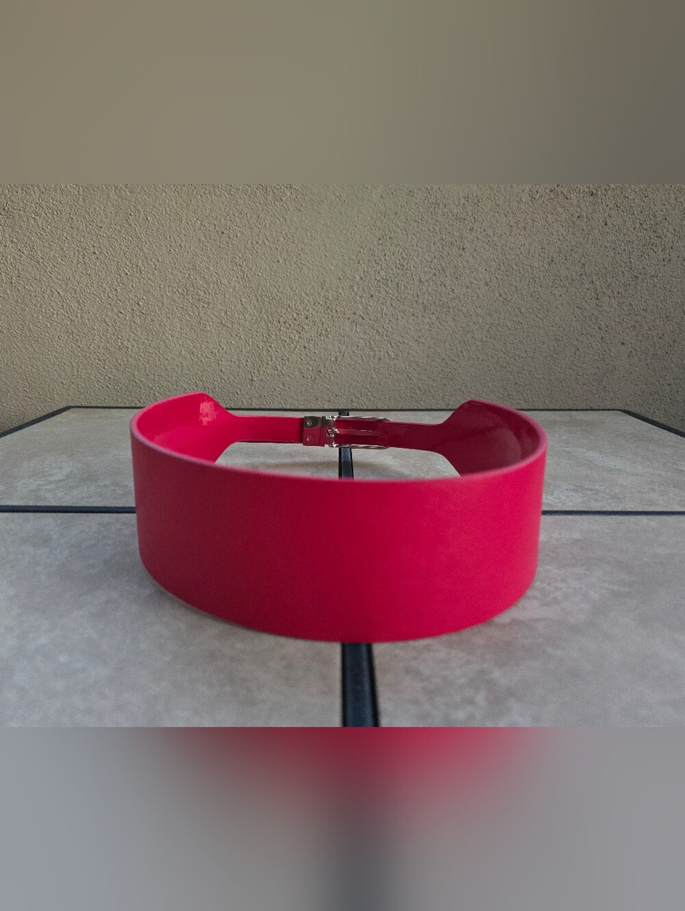 White House Black Market Vibrant Red REVERSIBLE Wide Belt With Goldtone Hardware